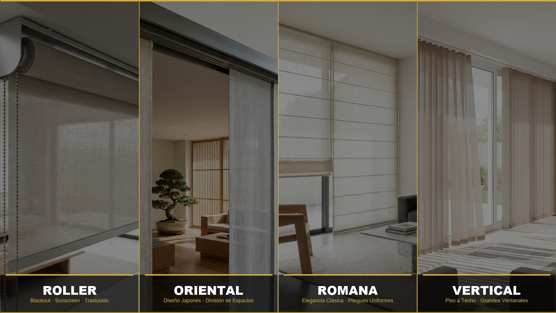 Cortinas Roller, Dúo Zebra, Vertical, Romana y Panel Oriental en Paraguay - DistriCort